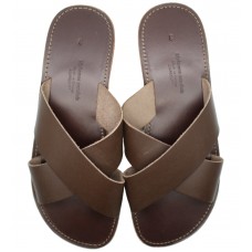 Cross Over Slide Sandal - Brown