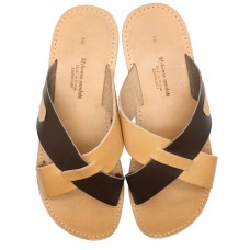 Two Tone Cross Slide Sandal