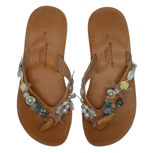 A classic decorated knot sandal in the colours of summer